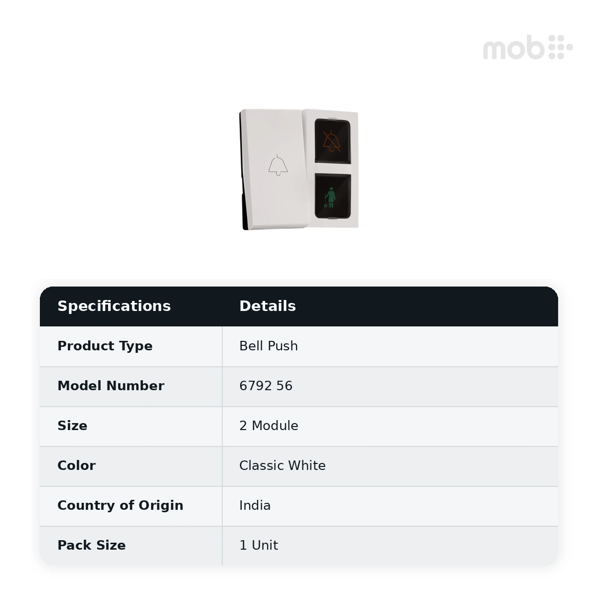 Legrand Myrius External DND & MMR Control Unit - with Bell Push - 2 Module, Cat. No.: 6792 56 - image 2