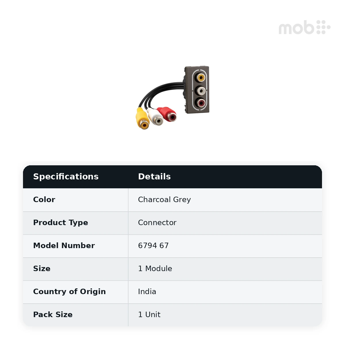 Legrand Myrius Preterminated Audio/Video Connector - 1 Module, Cat. No.: 6794 67 - image 2