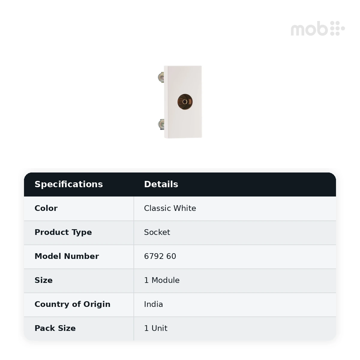 Legrand Myrius TV Co - axial Socket - 1 Module 302 1/20/200, Cat. No.: 6792 60 - image 2