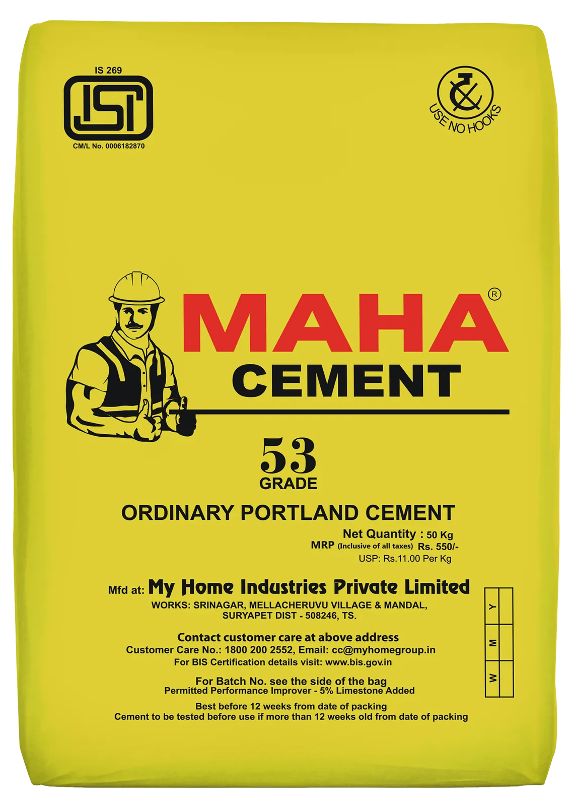 Maha Ordinary Portland (OPC) Grade 53 Cement 50Kg Bag