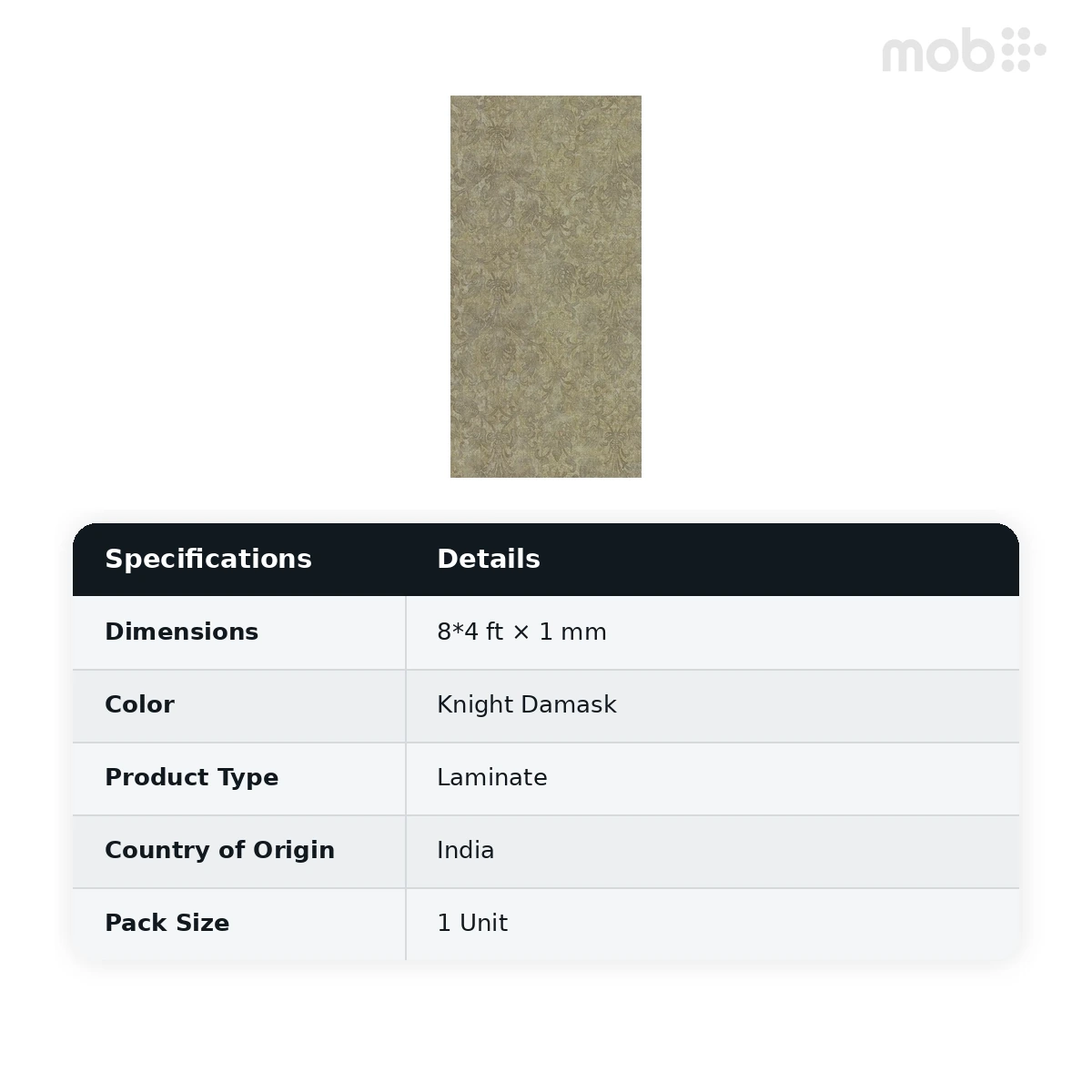Merino Laminates Premium Collection Damask Knight Damask 8'x4' Size 49908 HGL SH V - image 2