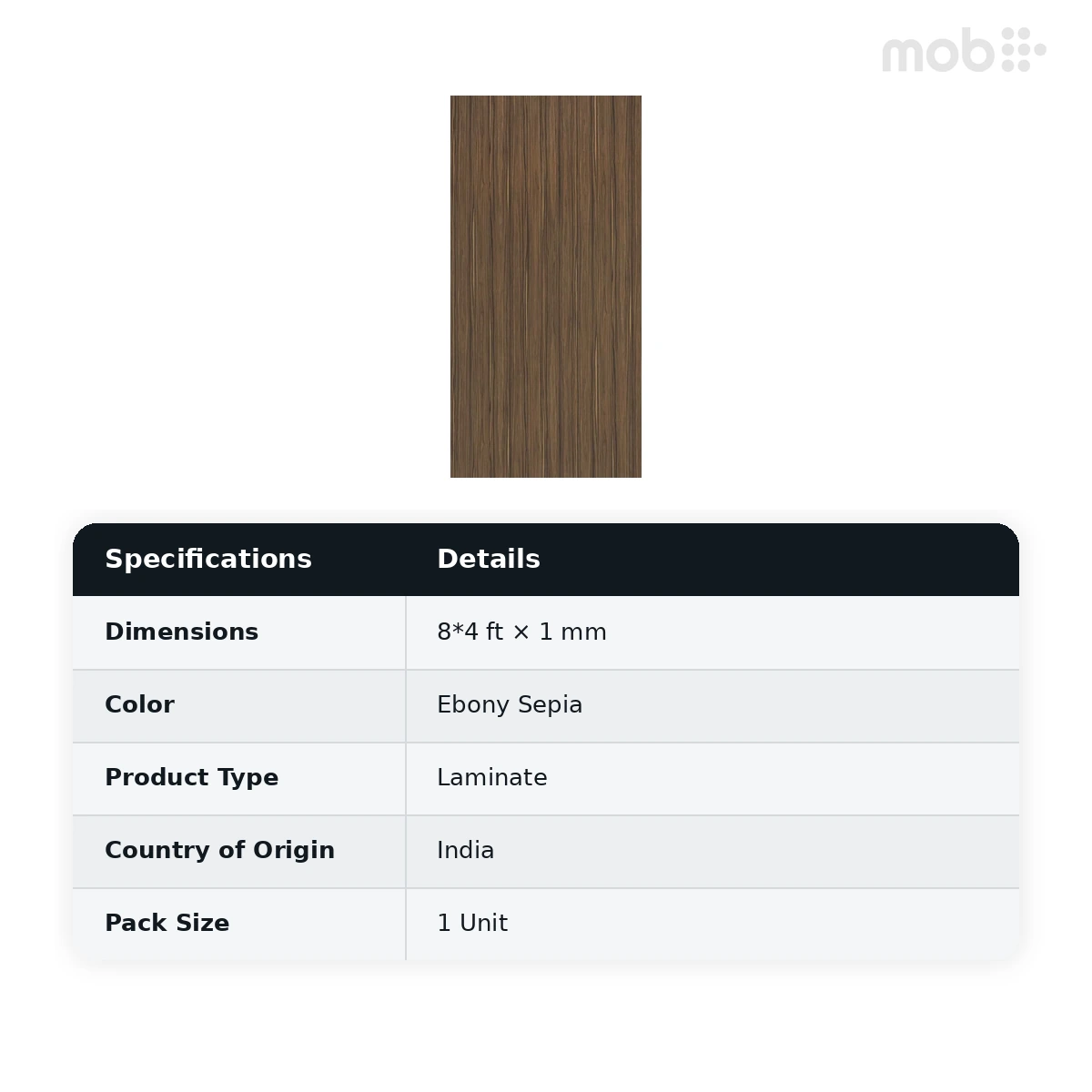 Merino Laminates Premium Collection Ebony Ebony Sepia 8'x4' Size 14675 RH