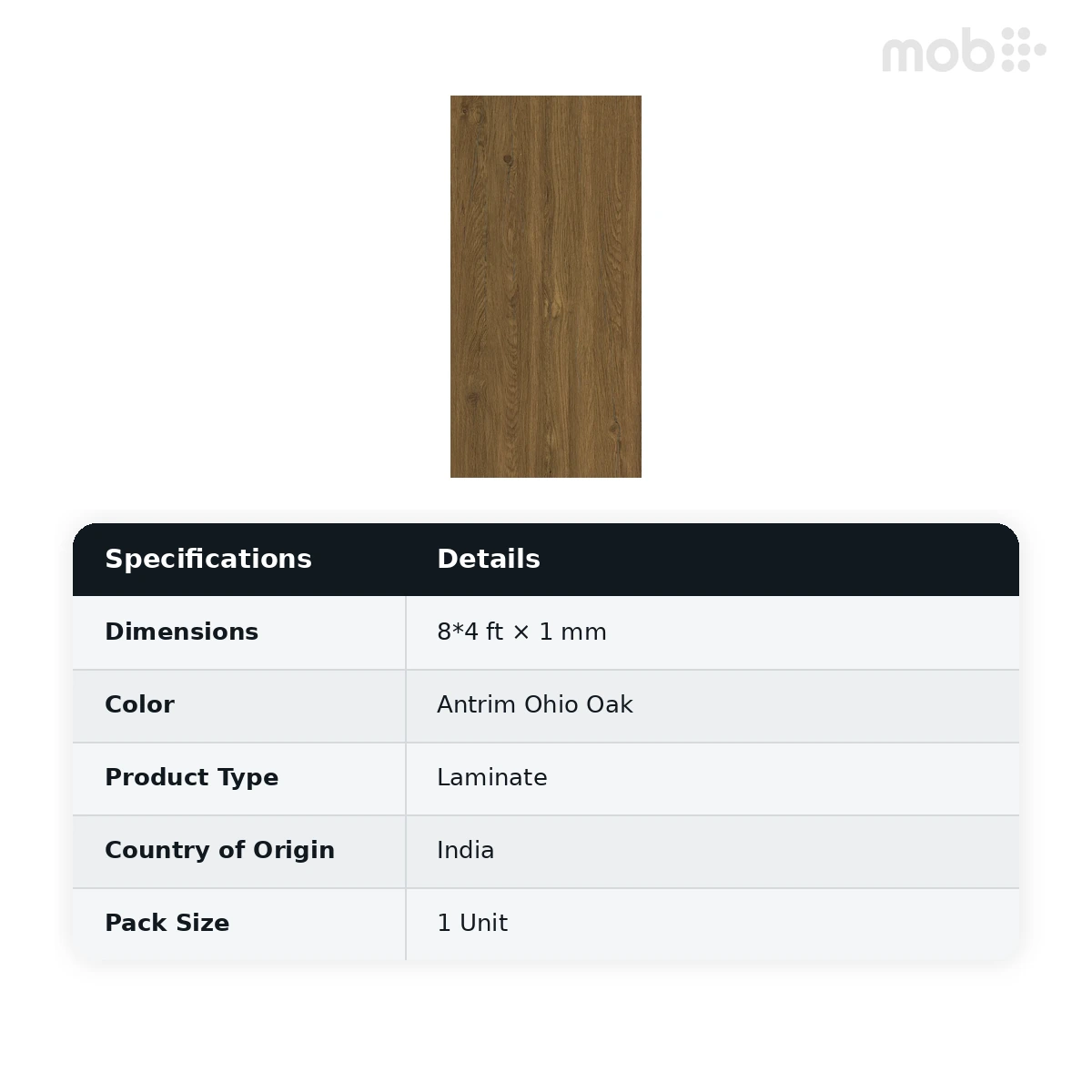 Merino Laminates Premium Collection Ohio Oak Antrim Ohio Oak 8'x4' Size 14975 HGL RH V