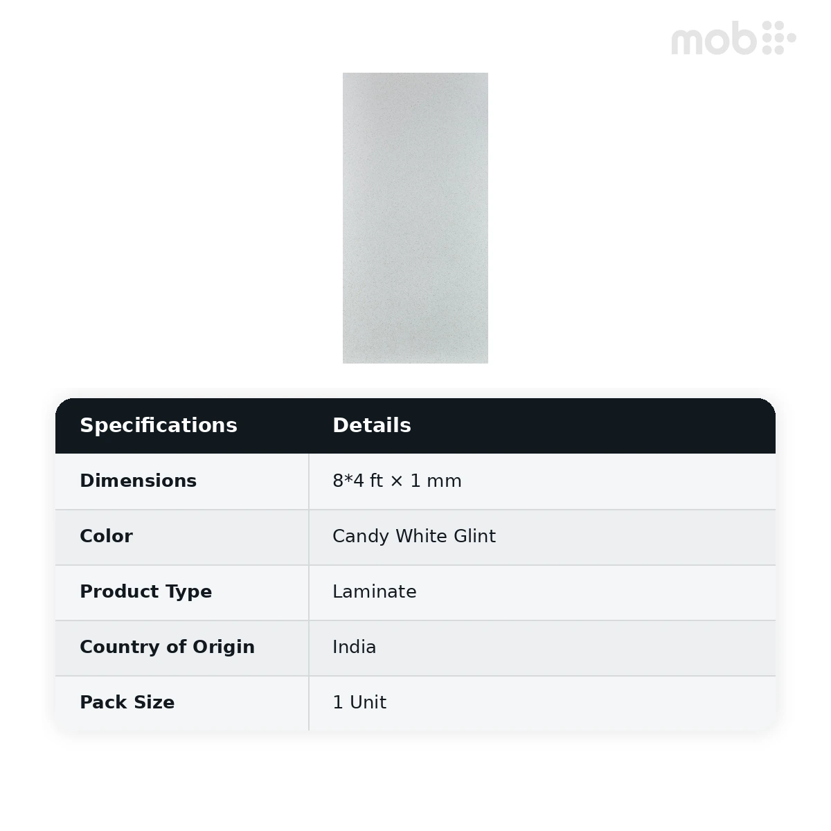 Merino Laminates Speciality Collection Candy White Glint 8'x4' Size G1941 HGL - image 2