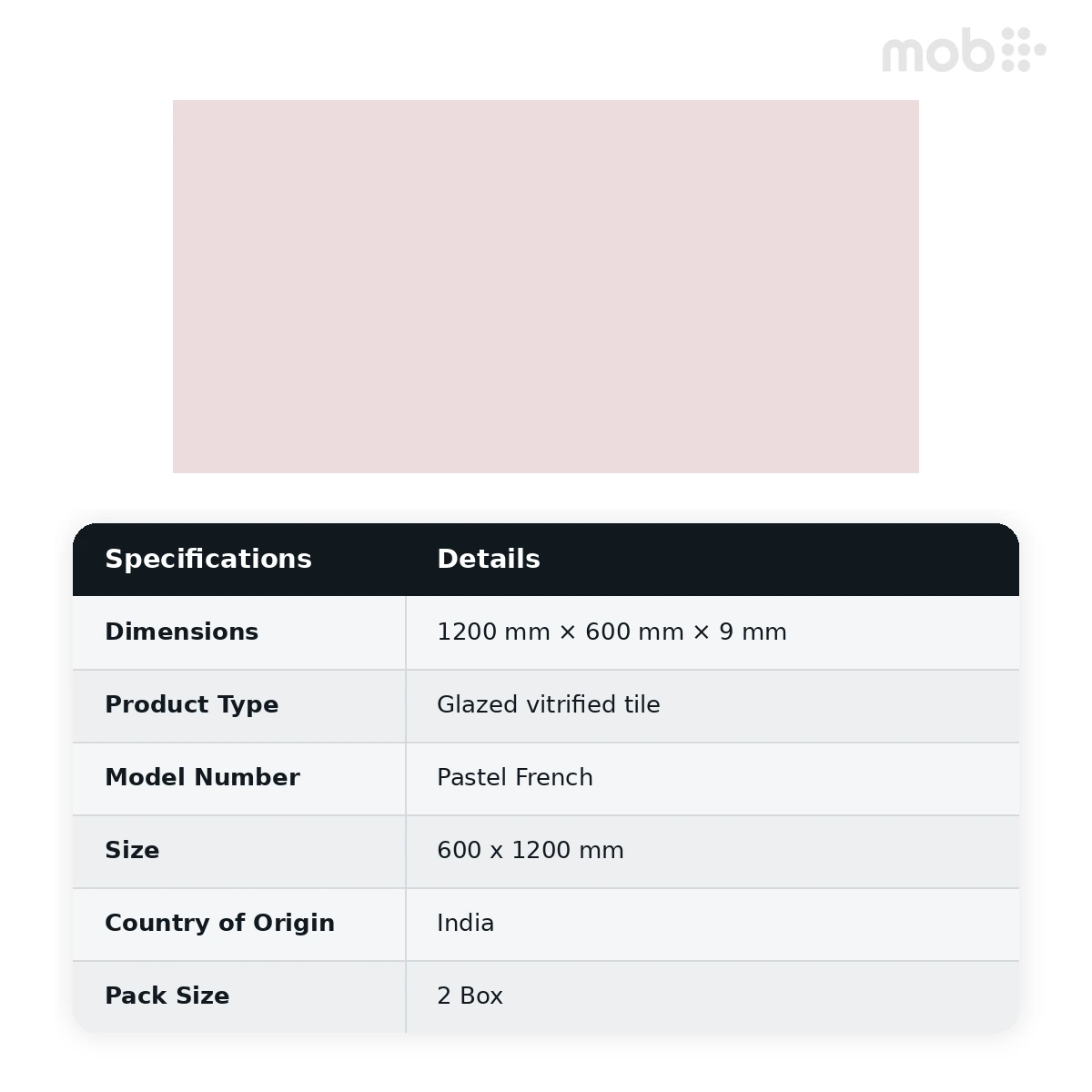 Morbi Tiles (Blackberry) Floral Pastel French 600 x 1200 mm (2x4 Feet) Matt Finish 9 mm Thickness, (2 Tiles/Box and 15.5 Sqft/Box) - image 2