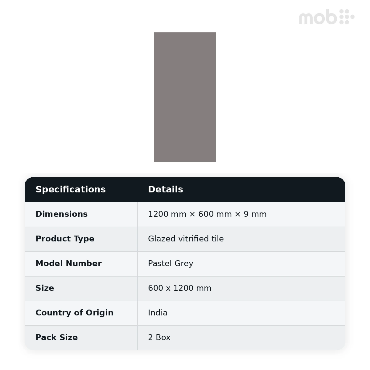 Morbi Tiles (Blackberry) Floral Pastel Grey 600 x 1200 mm (2x4 Feet) Matt Finish 9 mm Thickness, (2 Tiles/Box and 15.5 Sqft/Box) - image 2