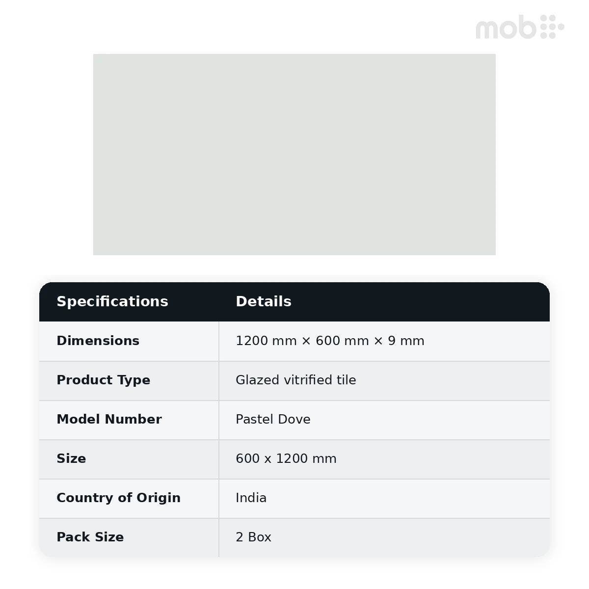 Morbi Tiles (Blackberry) Matt Pastel Pastel Dove 600 x 1200 mm (2x4 Feet) Matt Finish 9 mm Thickness, (2 Tiles/Box and 15.5 Sqft/Box) - image 2