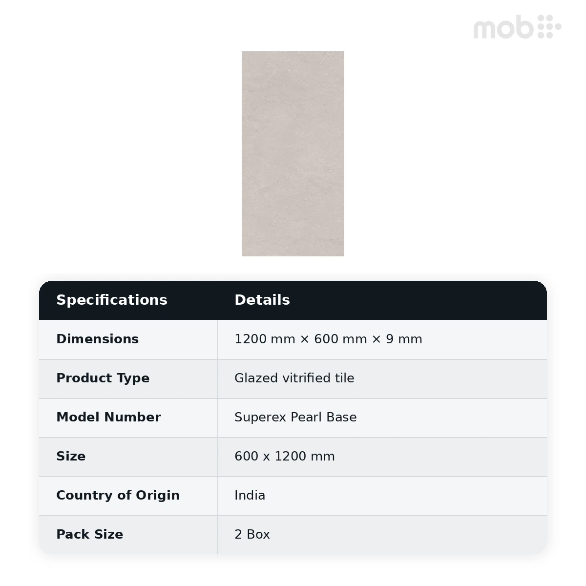 Morbi Tiles (Blackberry) Proactive Superex Pearl Base 600 x 1200 mm (2x4 Feet) Proactive Finish 9 mm Thickness, (2 Tiles/Box and 15.5 Sqft/Box) - image 2