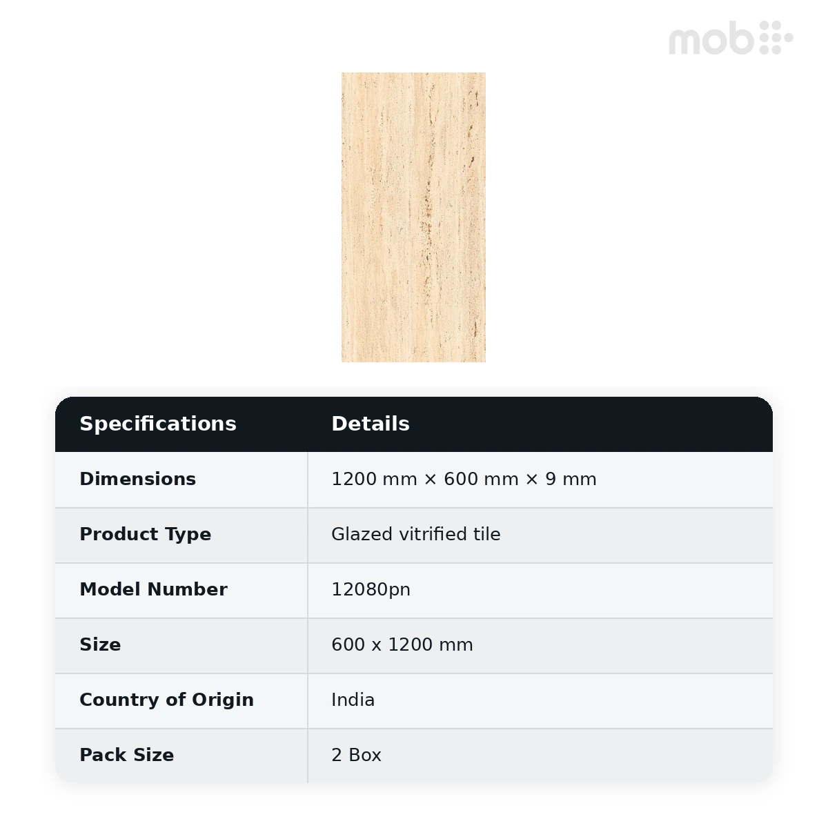 Morbi Tiles (Blackberry) Punch With Baby Satin 12080pn 600 x 1200 mm (2x4 Feet) Punch With Baby Satin Finish 9 mm Thickness, (2 Tiles/Box and 15.5 Sqft/Box) - image 2
