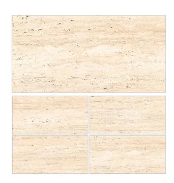 Morbi Tiles (Clancey) Galaxy Traventino Crema 600 x 1200 mm (2x4 Feet) Punch With Carving Finish 9 mm Thickness, (2 Tiles/Box and 15.5 Sqft/Box)