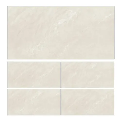 Morbi Tiles (Clancey) Base & Decor Azzuro Crema 600 x 1200 mm (2x4 Feet) Matt Carving Finish 9 mm Thickness, (2 Tiles/Box and 15.5 Sqft/Box)