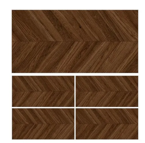 Morbi Tiles (Clancey) Herringbone Oak Wood Dark 600 x 1200 mm (2x4 Feet) Matt Finish 9 mm Thickness, (2 Tiles/Box and 15.5 Sqft/Box)
