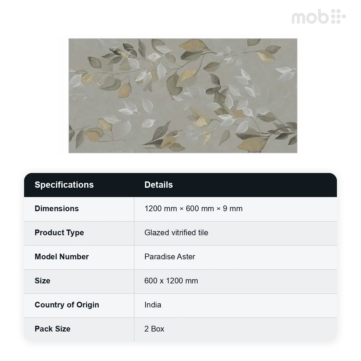 Morbi Tiles (Clancey) Base & Decor Paradise Aster 600 x 1200 mm (2x4 Feet) Matt Carving Finish 9 mm Thickness, (2 Tiles/Box and 15.5 Sqft/Box) - image 2