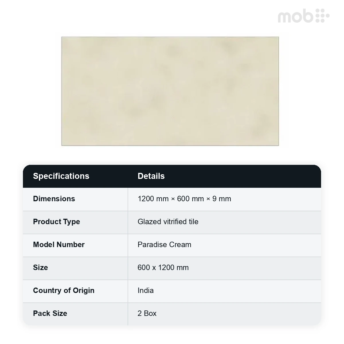 Morbi Tiles (Clancey) Base & Decor Paradise Cream 600 x 1200 mm (2x4 Feet) Matt Carving Finish 9 mm Thickness, (2 Tiles/Box and 15.5 Sqft/Box) - image 2