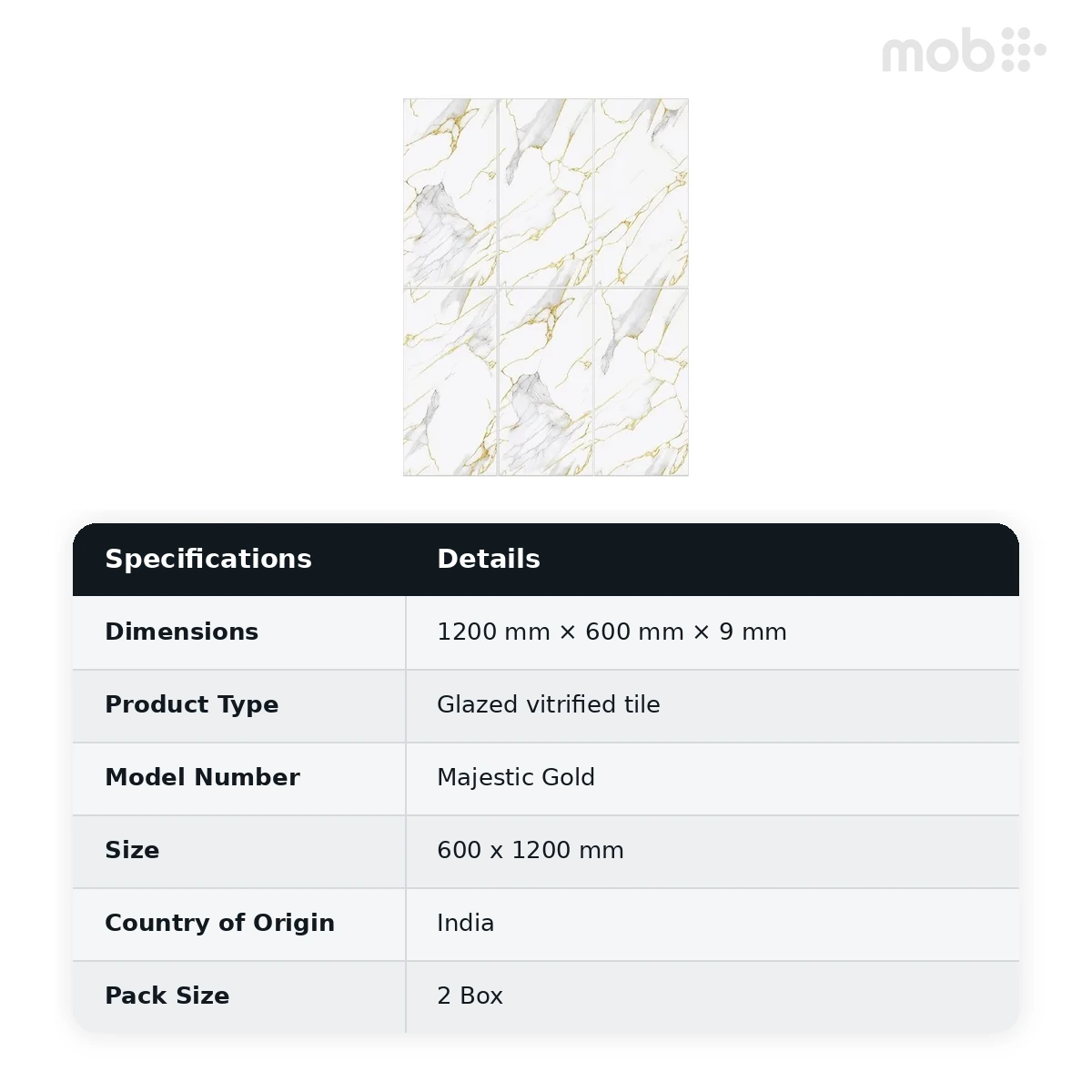 Morbi Tiles (Clancey) Endless Majestic Gold 600 x 1200 mm (2x4 Feet) Matt Carving Finish 9 mm Thickness, (2 Tiles/Box and 15.5 Sqft/Box) - image 2