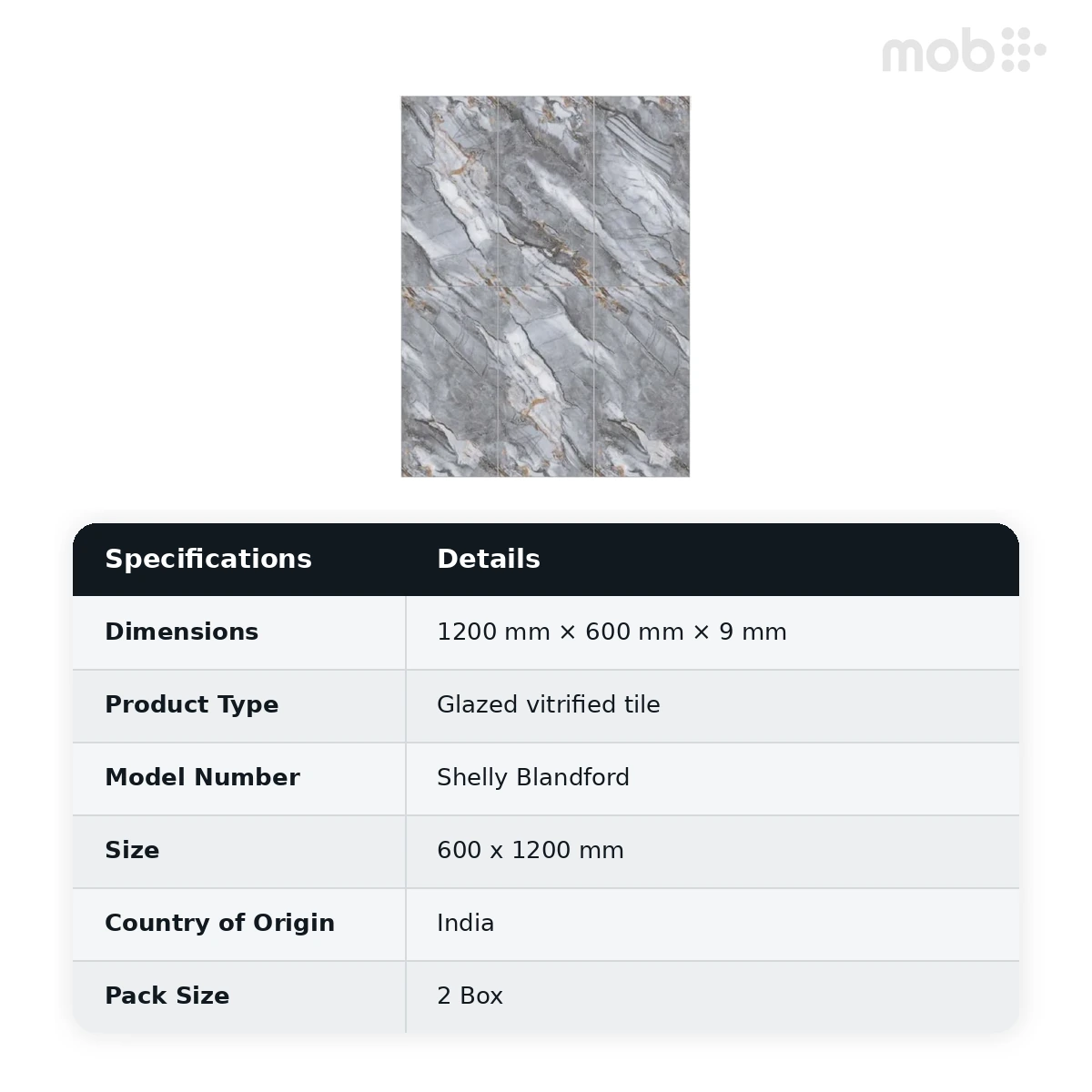 Morbi Tiles (Clancey) Endless Shelly Blandford 600 x 1200 mm (2x4 Feet) Matt Finish 9 mm Thickness, (2 Tiles/Box and 15.5 Sqft/Box) - image 2