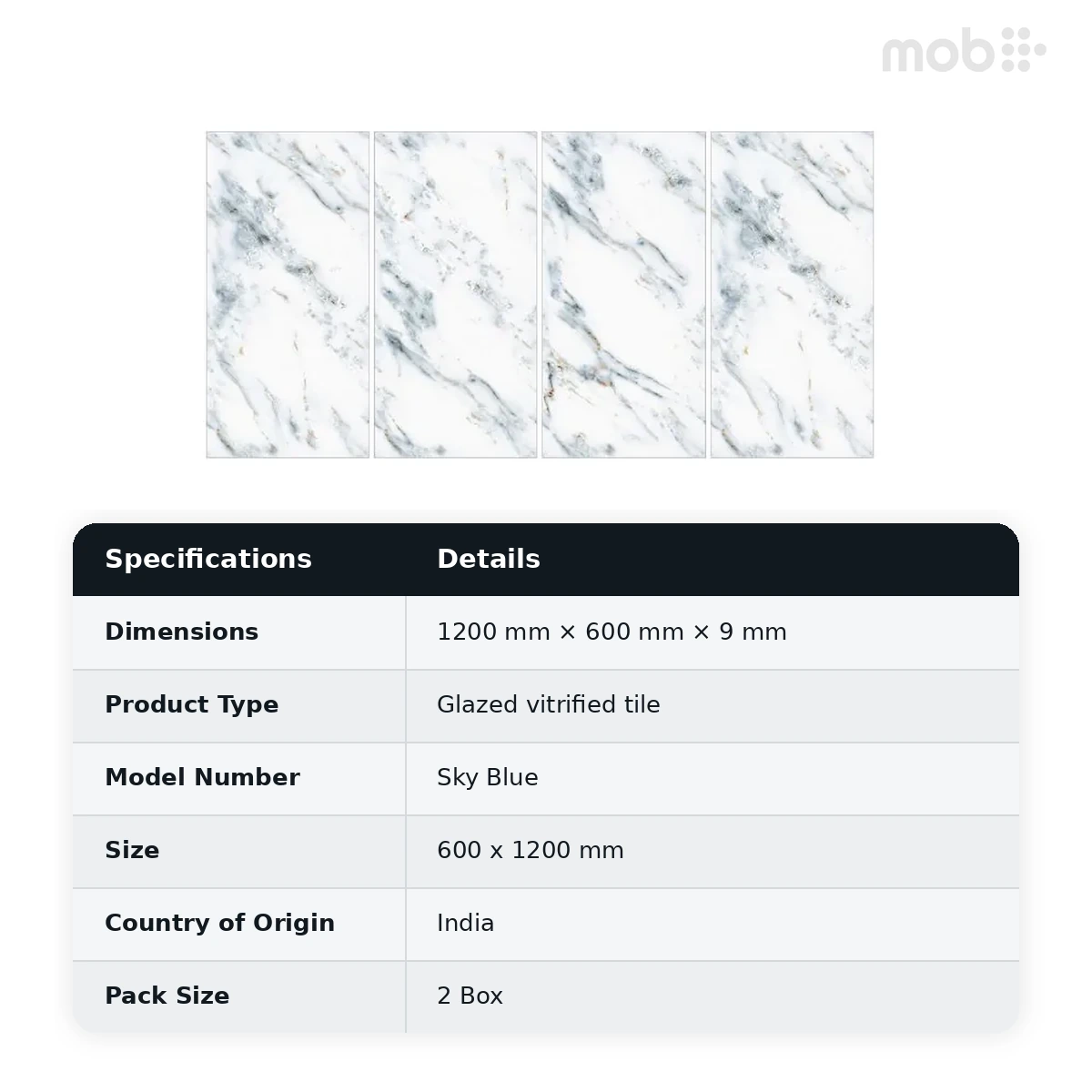 Morbi Tiles (Clancey) Endless Sky Blue 600 x 1200 mm (2x4 Feet) Endless Carving Finish 9 mm Thickness, (2 Tiles/Box and 15.5 Sqft/Box) - image 2
