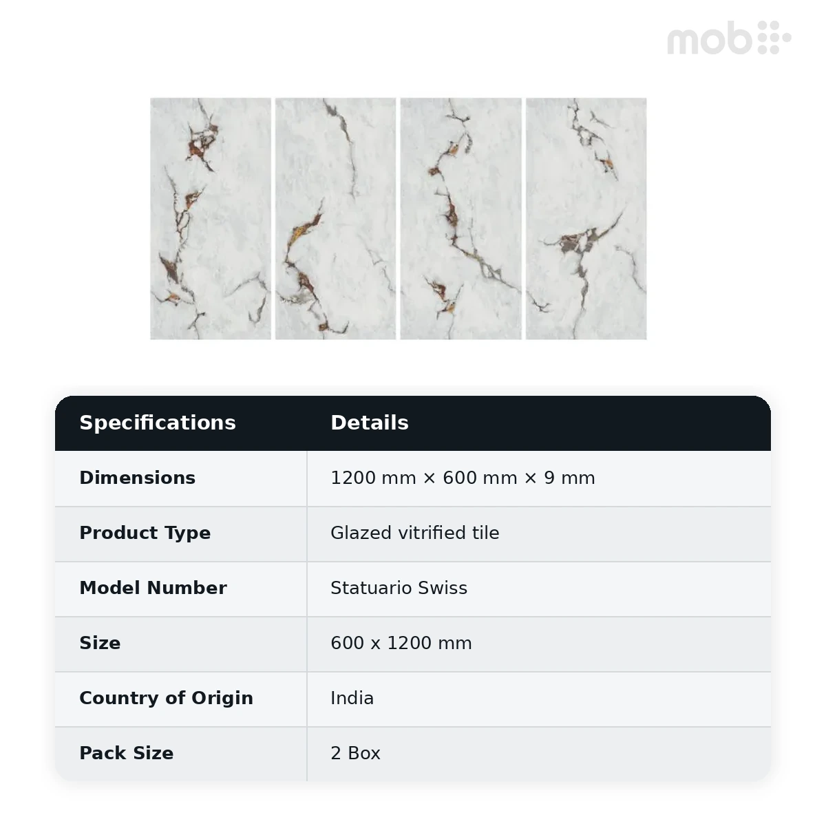 Morbi Tiles (Clancey) Endless Statuario Swiss 600 x 1200 mm (2x4 Feet) Endless Carving Finish 9 mm Thickness, (2 Tiles/Box and 15.5 Sqft/Box) - image 2