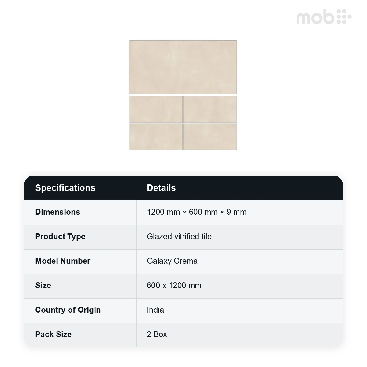 Morbi Tiles (Clancey) Galaxy Galaxy Crema 600 x 1200 mm (2x4 Feet) Punch With Carving Finish 9 mm Thickness, (2 Tiles/Box and 15.5 Sqft/Box) - image 2
