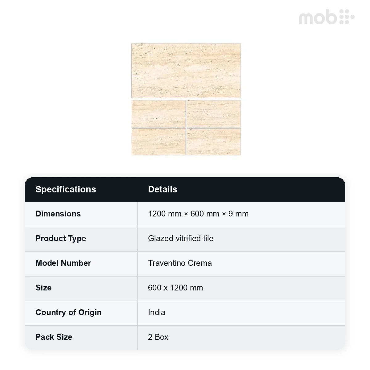 Morbi Tiles (Clancey) Galaxy Traventino Crema 600 x 1200 mm (2x4 Feet) Punch With Carving Finish 9 mm Thickness, (2 Tiles/Box and 15.5 Sqft/Box) - image 2