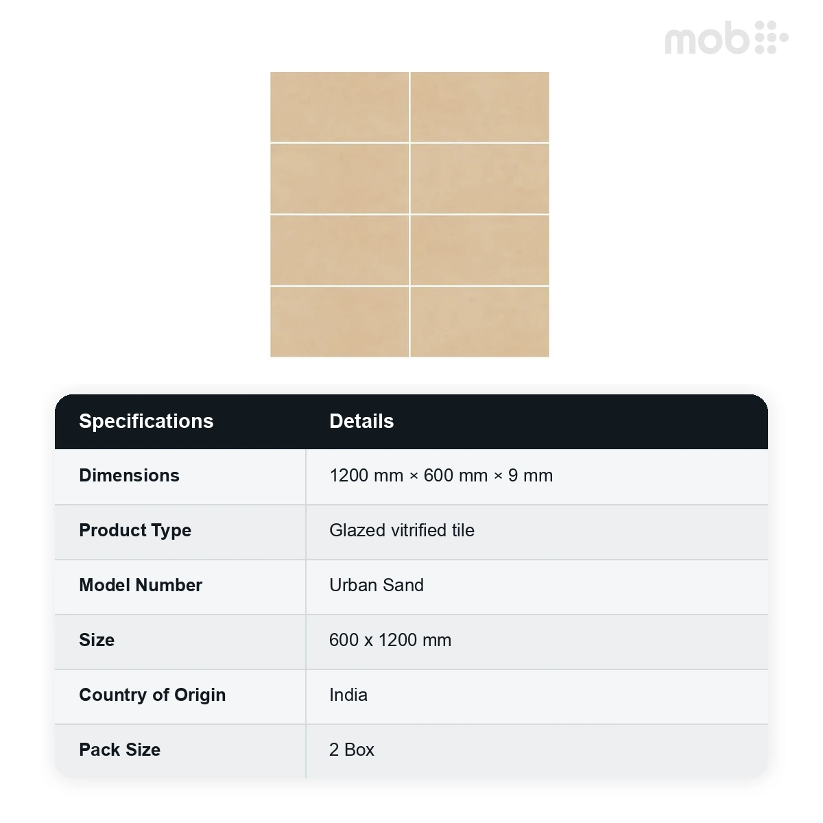 Morbi Tiles (Clancey) Subway Urban Sand 600 x 1200 mm (2x4 Feet) Matt Finish 9 mm Thickness, (2 Tiles/Box and 15.5 Sqft/Box) - image 2
