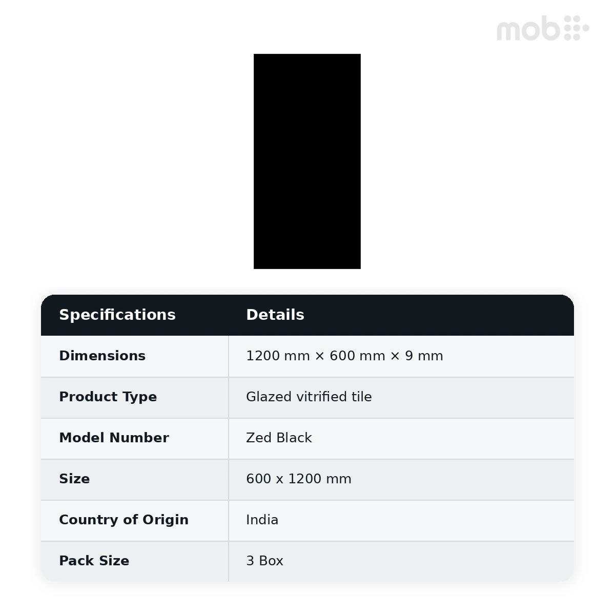 Morbi Tiles (Pengvin) Deluxe High Glossy Zed Black 600 x 1200 mm (2x4 Feet) High Glossy Finish 9 mm Thickness, (3 Tiles/Box and 23.25 Sqft/Box) - image 2