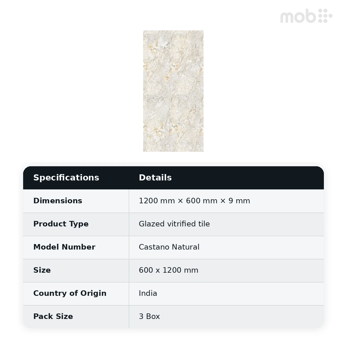 Morbi Tiles (Pengvin) Endless Glossy Castano Natural 600 x 1200 mm (2x4 Feet) Glossy Finish 9 mm Thickness, (3 Tiles/Box and 23.25 Sqft/Box) - image 2