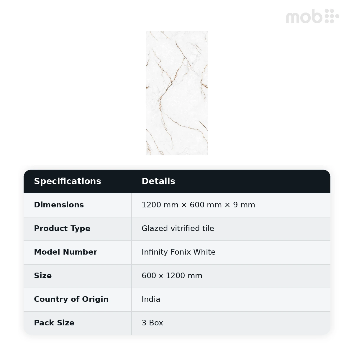 Morbi Tiles (Pengvin) Endless Glossy Infinity Fonix White 600 x 1200 mm (2x4 Feet) Glossy Finish 9 mm Thickness, (3 Tiles/Box and 23.25 Sqft/Box) - image 2