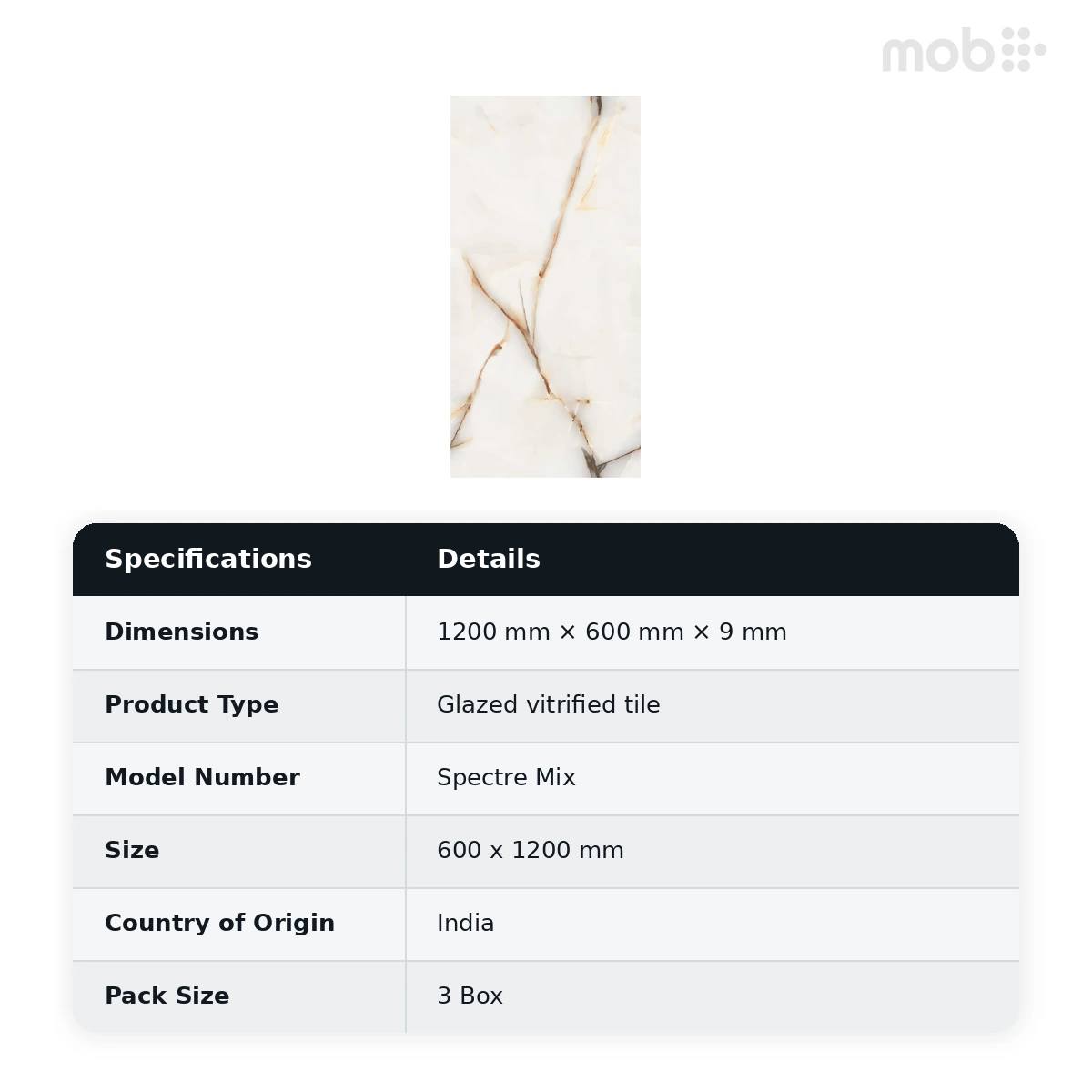 Morbi Tiles (Pengvin) Endless Glossy Spectre Mix 600 x 1200 mm (2x4 Feet) Glossy Finish 9 mm Thickness, (3 Tiles/Box and 23.25 Sqft/Box) - image 2