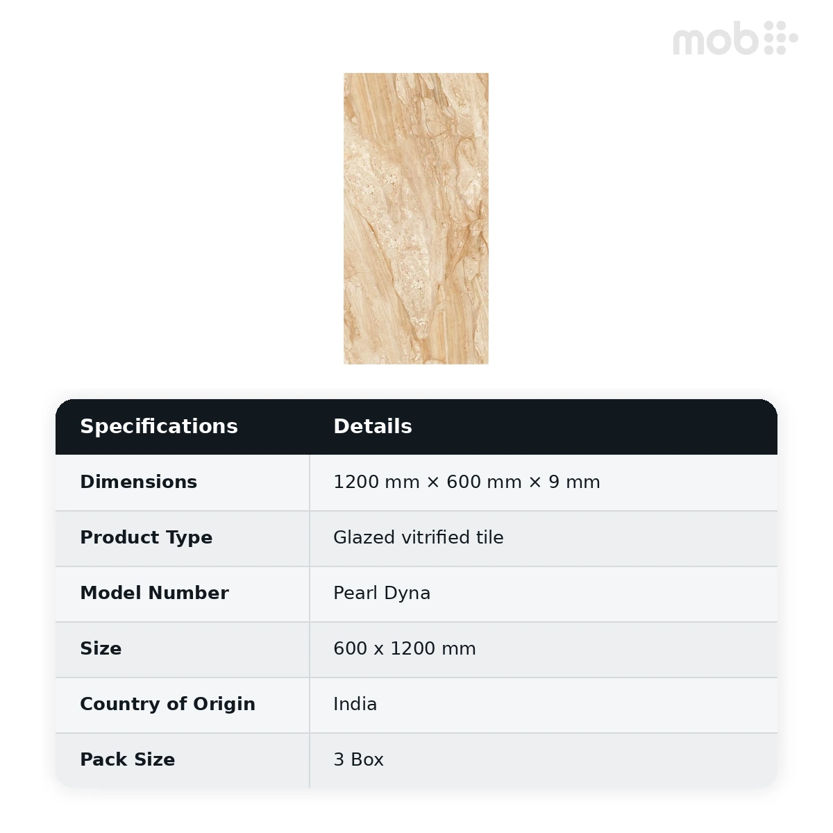 Morbi Tiles (Pengvin) Glossy Series Pearl Dyna 600 x 1200 mm (2x4 Feet) Glossy Finish 9 mm Thickness, (3 Tiles/Box and 23.25 Sqft/Box) - image 2