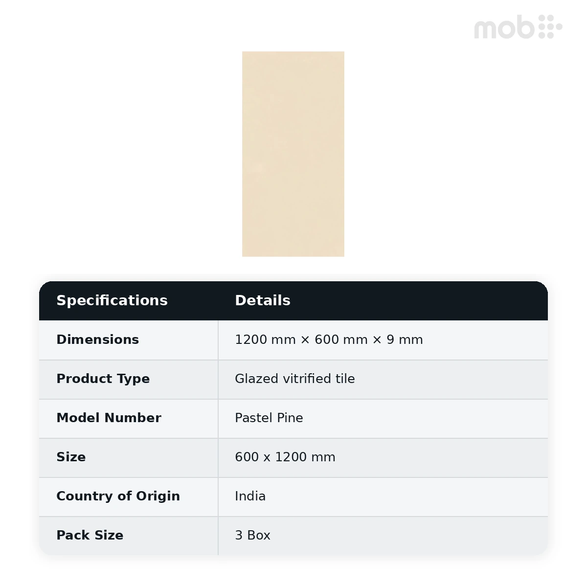Morbi Tiles (Pengvin) Pastel Glossy Pastel Pine 600 x 1200 mm (2x4 Feet) Glossy Finish 9 mm Thickness, (3 Tiles/Box and 23.25 Sqft/Box) - image 2