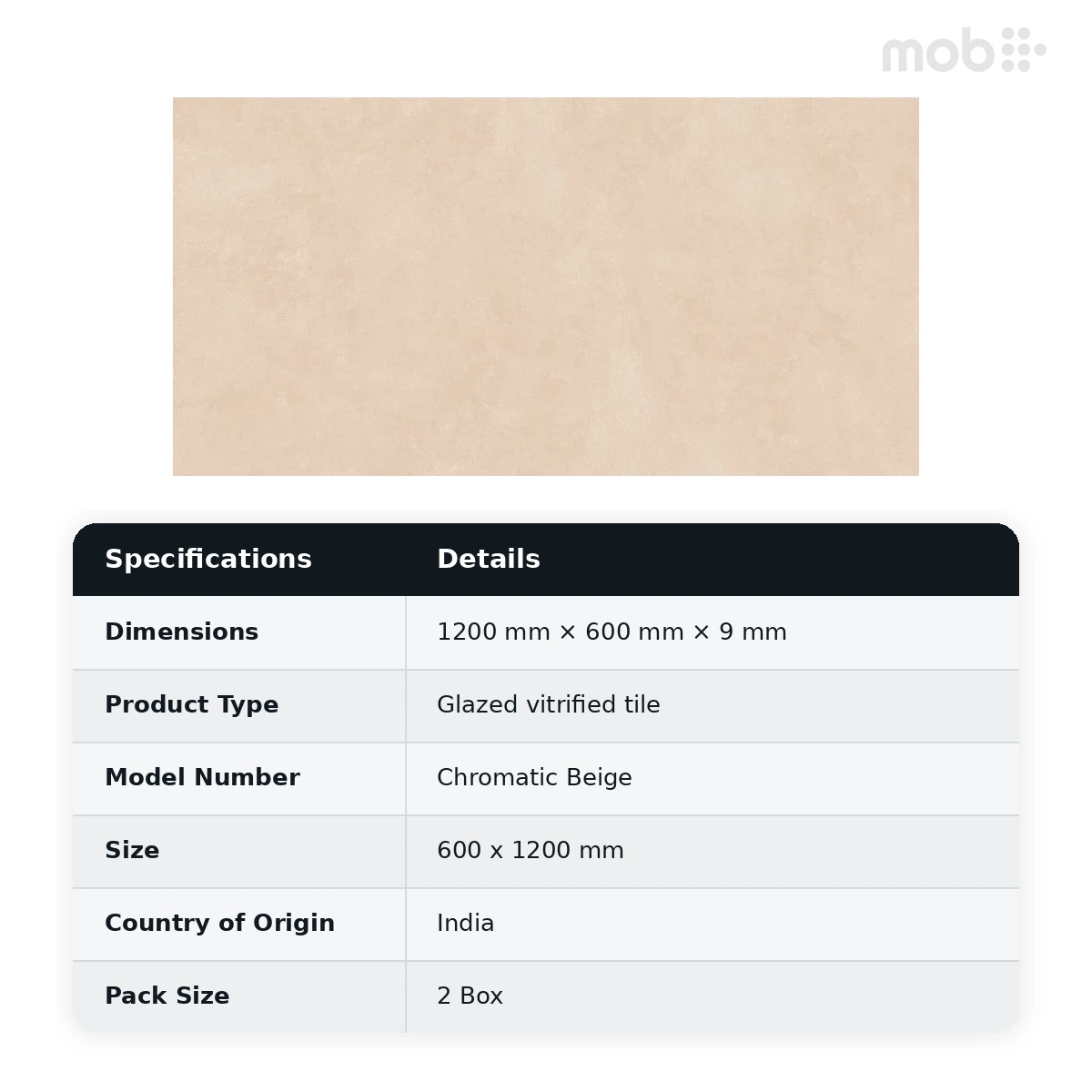 Morbi Tiles (Sparten) Sparten Chromatic Beige 600 x 1200 mm (2x4 Feet) Matt Finish 9 mm Thickness, (2 Tiles/Box and 15.5 Sqft/Box) - image 5