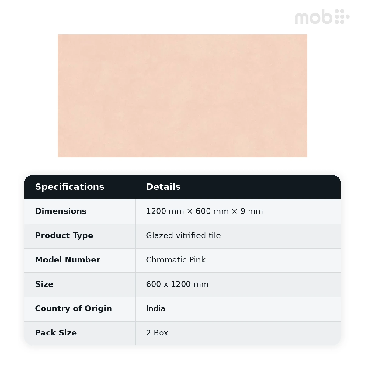 Morbi Tiles (Sparten) Sparten Chromatic Pink 600 x 1200 mm (2x4 Feet) Matt Finish 9 mm Thickness, (2 Tiles/Box and 15.5 Sqft/Box) - image 5