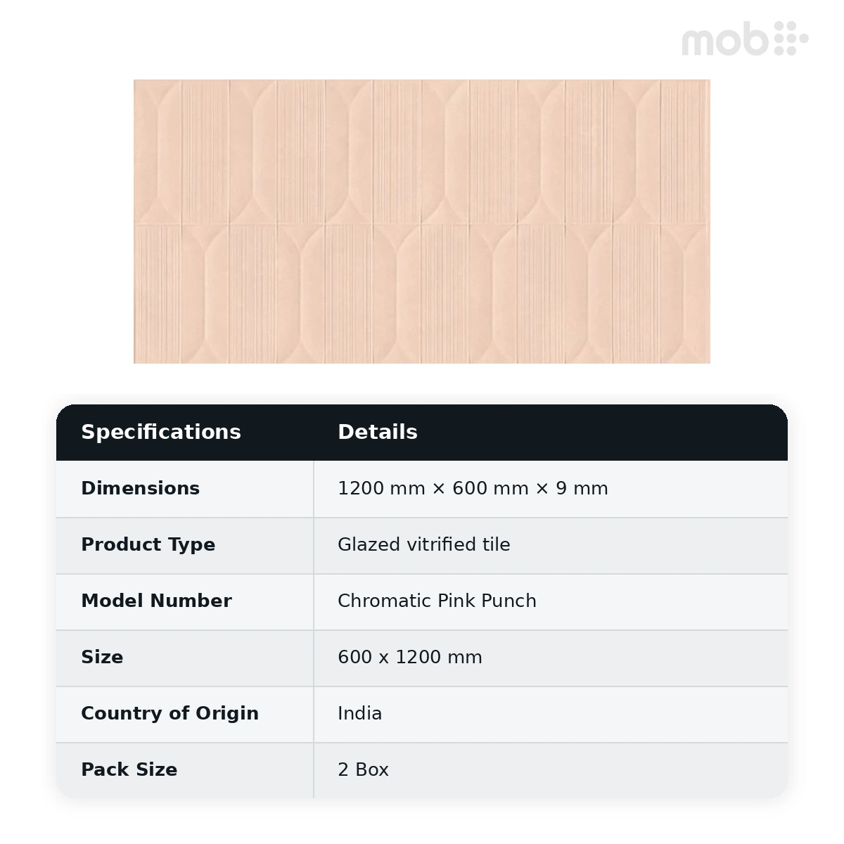 Morbi Tiles (Sparten) Sparten Chromatic Pink Punch 600 x 1200 mm (2x4 Feet) Matt Finish 9 mm Thickness, (2 Tiles/Box and 15.5 Sqft/Box) - image 3