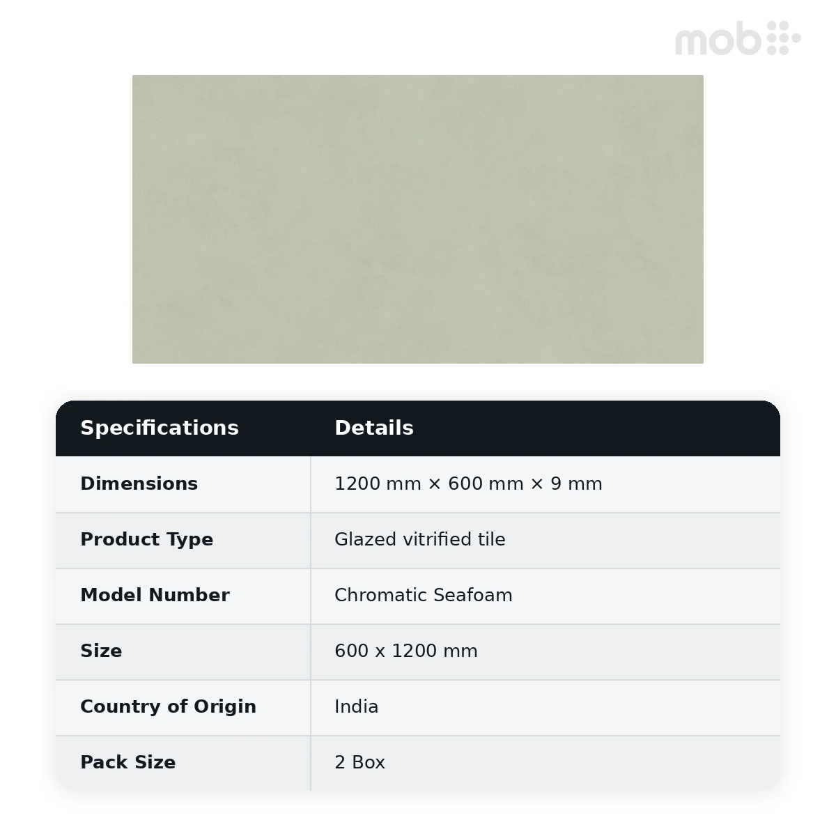 Morbi Tiles (Sparten) Sparten Chromatic Seafoam 600 x 1200 mm (2x4 Feet) Matt Finish 9 mm Thickness, (2 Tiles/Box and 15.5 Sqft/Box) - image 5