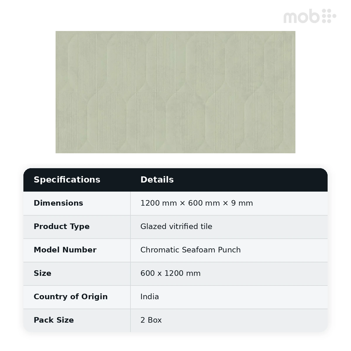 Morbi Tiles (Sparten) Sparten Chromatic Seafoam Punch 600 x 1200 mm (2x4 Feet) Matt Finish 9 mm Thickness, (2 Tiles/Box and 15.5 Sqft/Box) - image 3