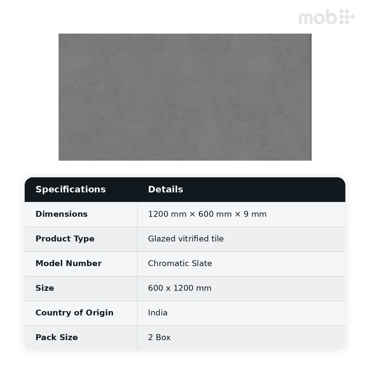 Morbi Tiles (Sparten) Sparten Chromatic Slate 600 x 1200 mm (2x4 Feet) Matt Finish 9 mm Thickness, (2 Tiles/Box and 15.5 Sqft/Box) - image 5