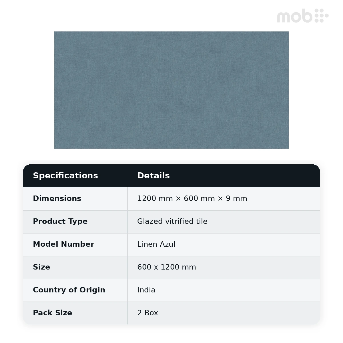 Morbi Tiles (Sparten) Sparten Linen Azul 600 x 1200 mm (2x4 Feet) Matt Finish 9 mm Thickness, (2 Tiles/Box and 15.5 Sqft/Box) - image 5