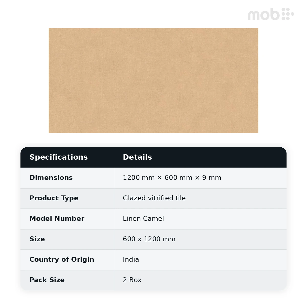 Morbi Tiles (Sparten) Sparten Linen Camel 600 x 1200 mm (2x4 Feet) Matt Finish 9 mm Thickness, (2 Tiles/Box and 15.5 Sqft/Box) - image 4