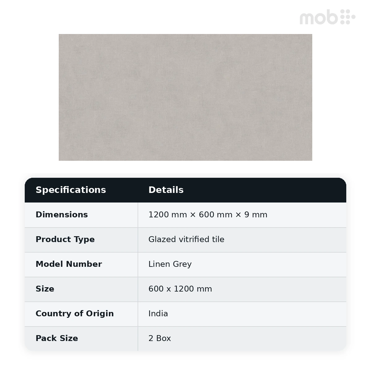Morbi Tiles (Sparten) Sparten Linen Grey 600 x 1200 mm (2x4 Feet) Matt Finish 9 mm Thickness, (2 Tiles/Box and 15.5 Sqft/Box) - image 5