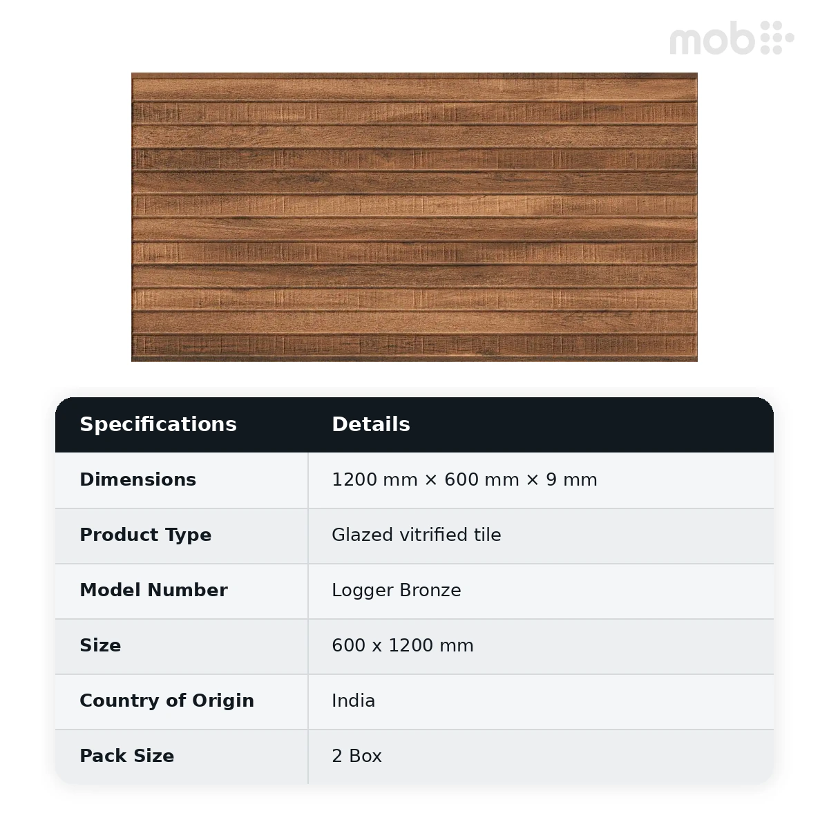 Morbi Tiles (Sparten) Sparten Logger Bronze 600 x 1200 mm (2x4 Feet) Matt Finish 9 mm Thickness, (2 Tiles/Box and 15.5 Sqft/Box) - image 4