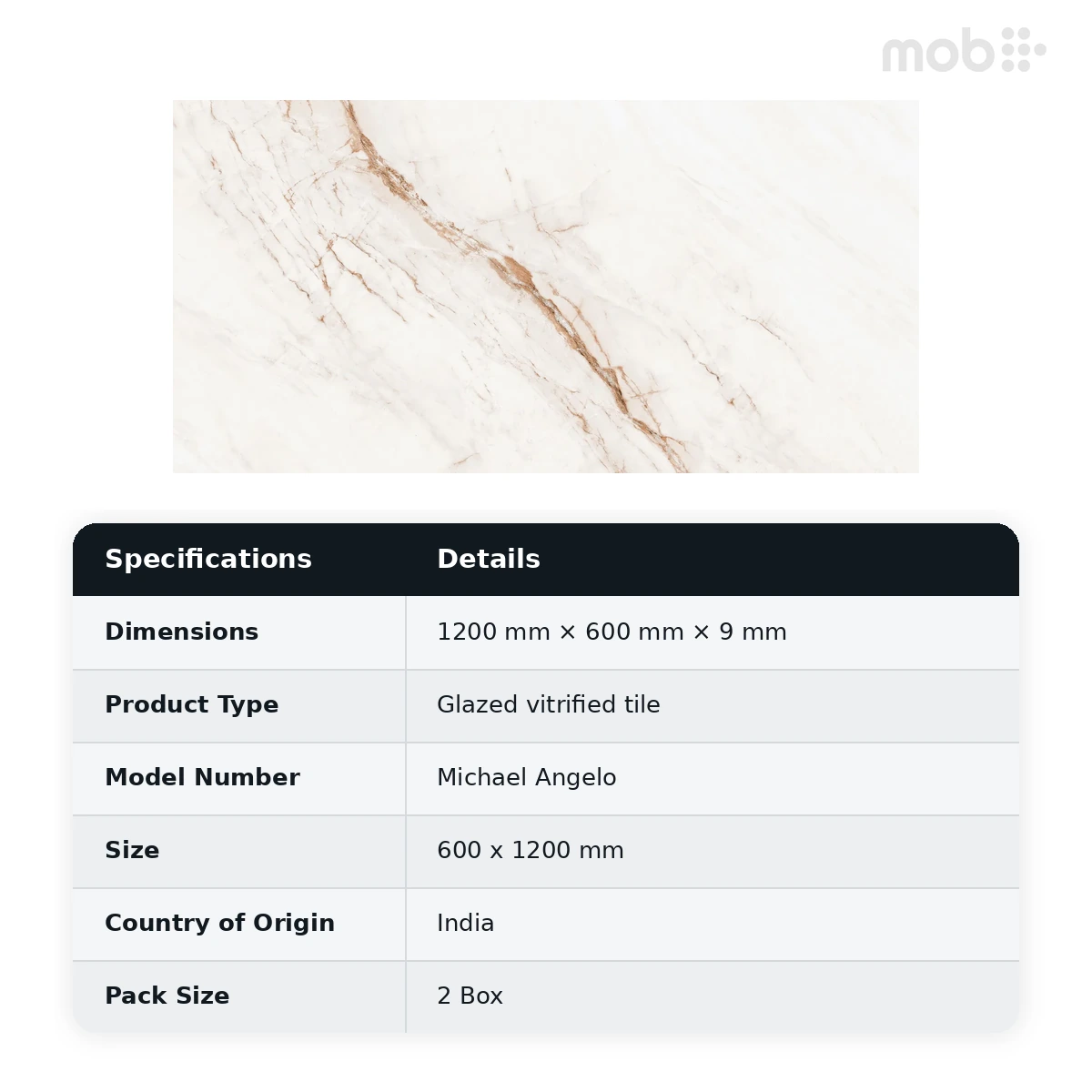 Morbi Tiles (Sparten) Sparten Michael Angelo 600 x 1200 mm (2x4 Feet) Velvet Matt Finish 9 mm Thickness, (2 Tiles/Box and 15.5 Sqft/Box) - image 6