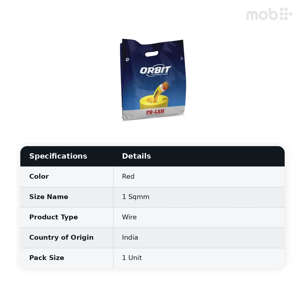 Orbit FR LSH Wire 180 Meters Box Packaging 1 Sqmm Red Color - image 2