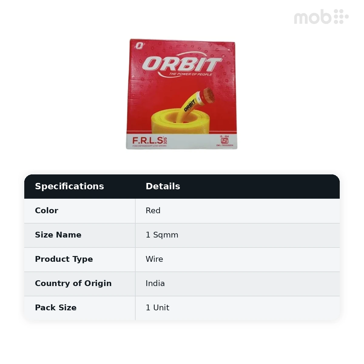 Orbit FR LSH Wire 90 Meters Box Packaging 1 Sqmm Red Color - image 2