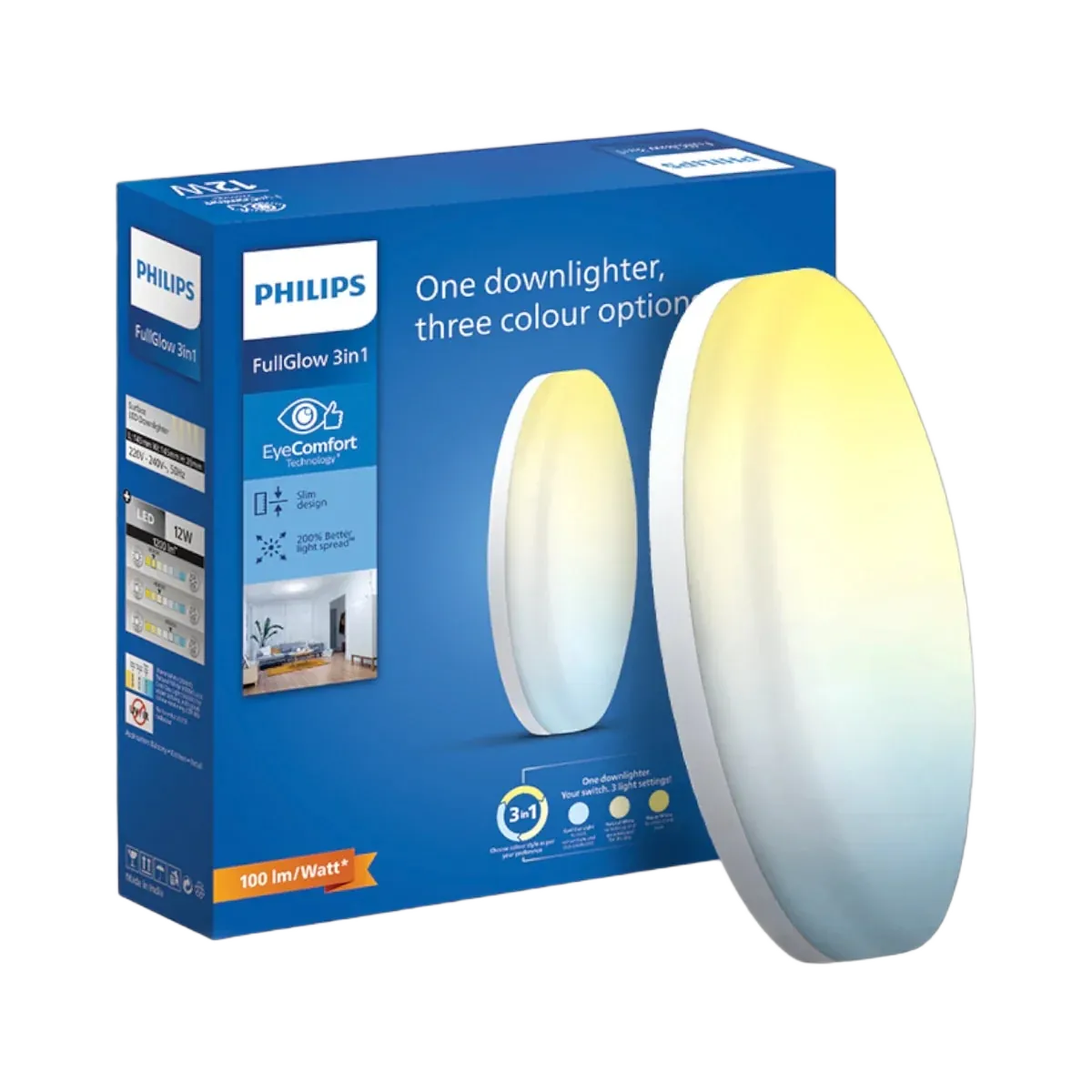 Philips FullGlow 3-in-1 LED Surface Light 12W, Round, Warm White
