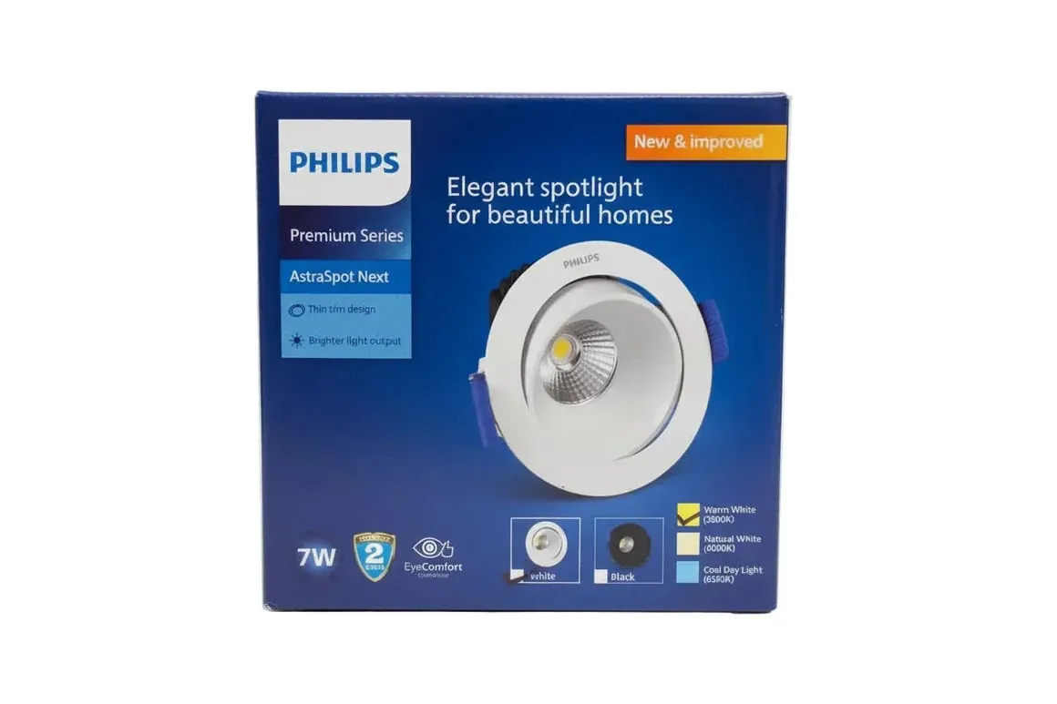Philips AstraSpot Next LED COB Spotlight 7W, Round, Warm White