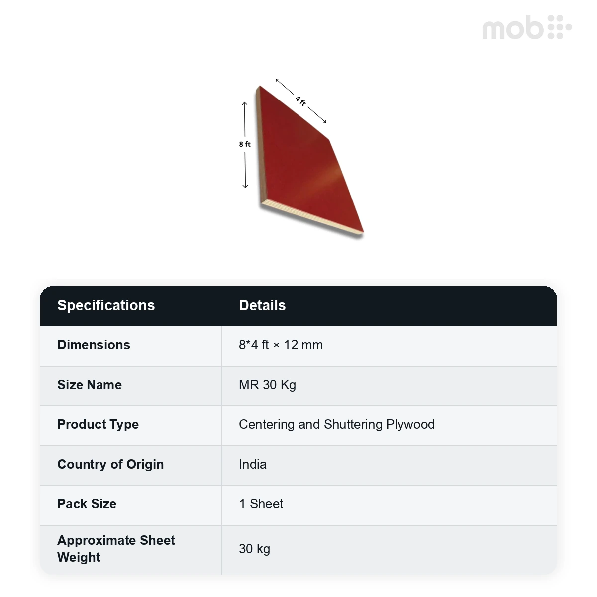 Plyneer Centering Shuttering Plywood 12 mm MR Grade 8x4 Feet Approx. 30 kg - image 2