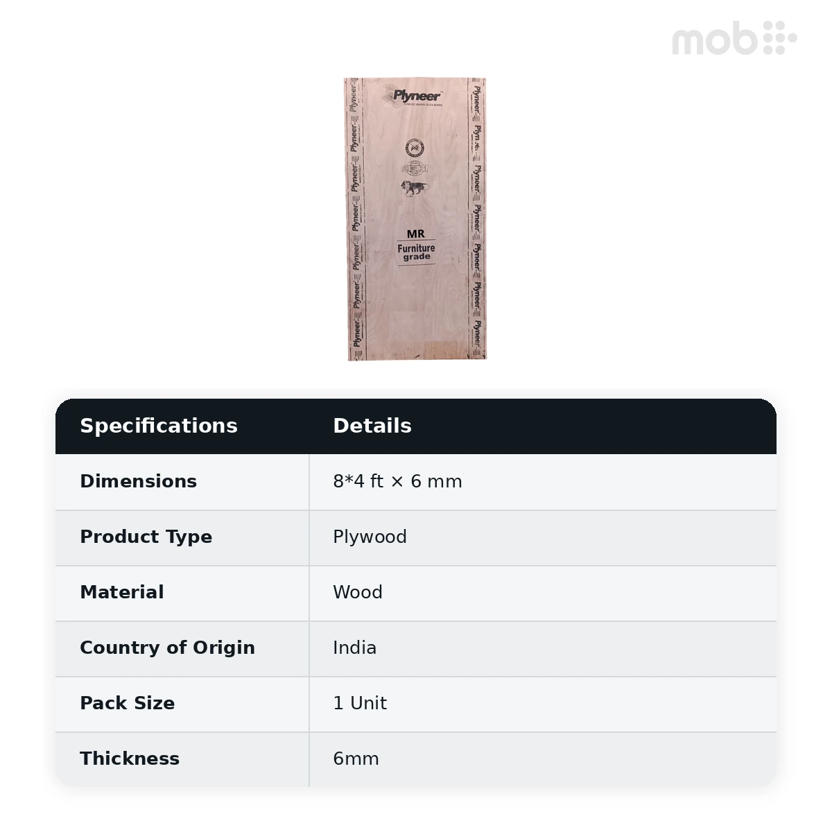 Plyneer Zarc MR Plywood Thickness: 6mm Size: 8x4 Feet - image 2