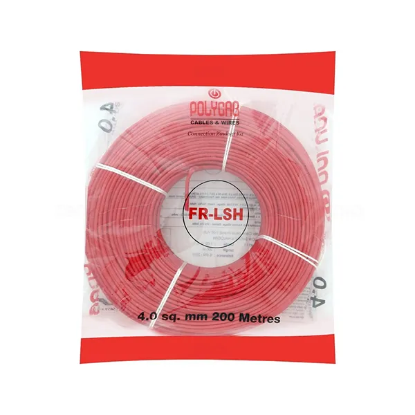 Polycab FR-LSH Wire Project packing 200 Meters 4 Sqmm Red colour coil 