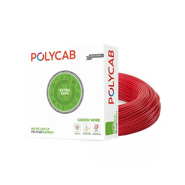 Polycab Maxima+ Green HR FR-LSH LF Wire 90 Meters Box Packaging 1 Sqmm Red Color

